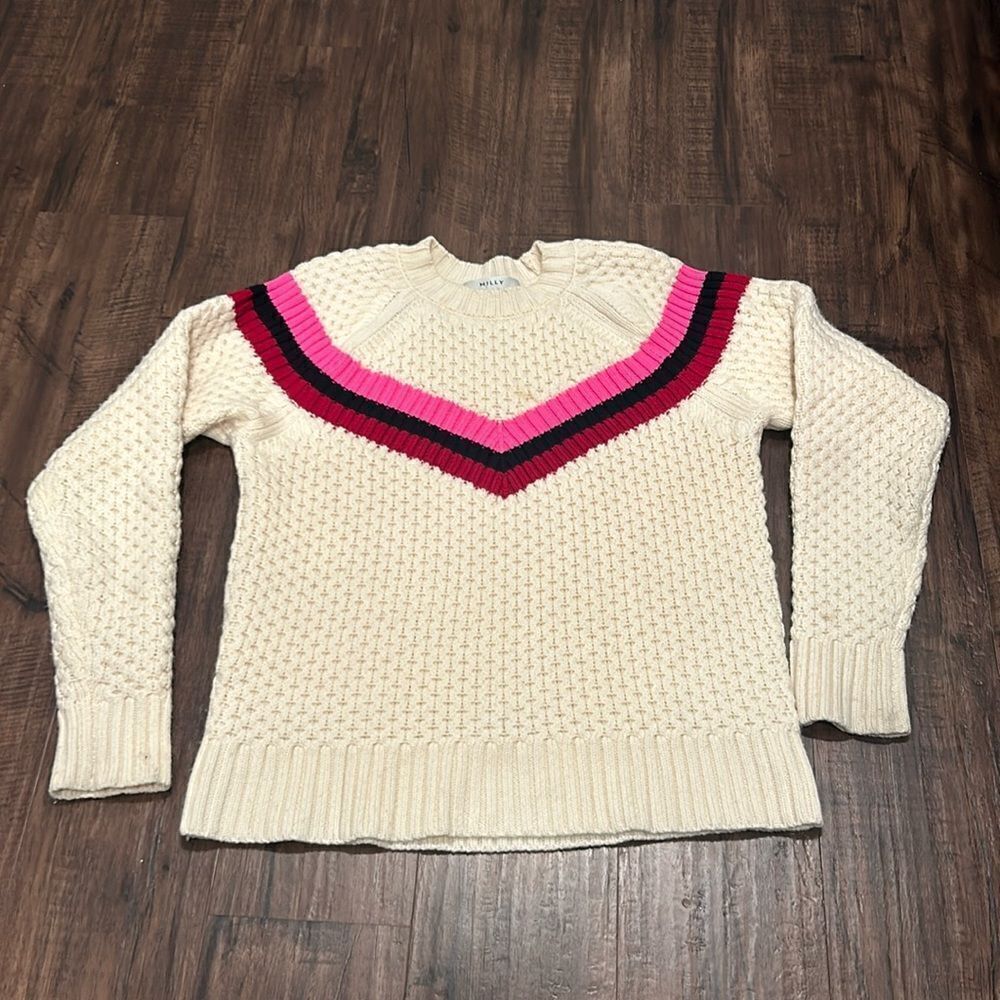 SALE! Milly Cream Wool Knit Sweater, Size Small